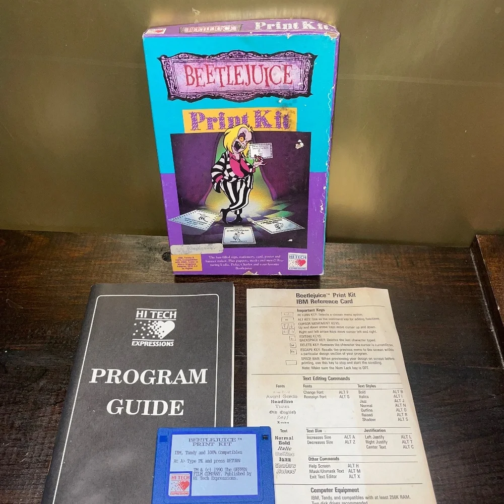 Vintage Computing Beetlejuice Print Kit Hi Tech Expressions IBM/Tandy‎ 1990